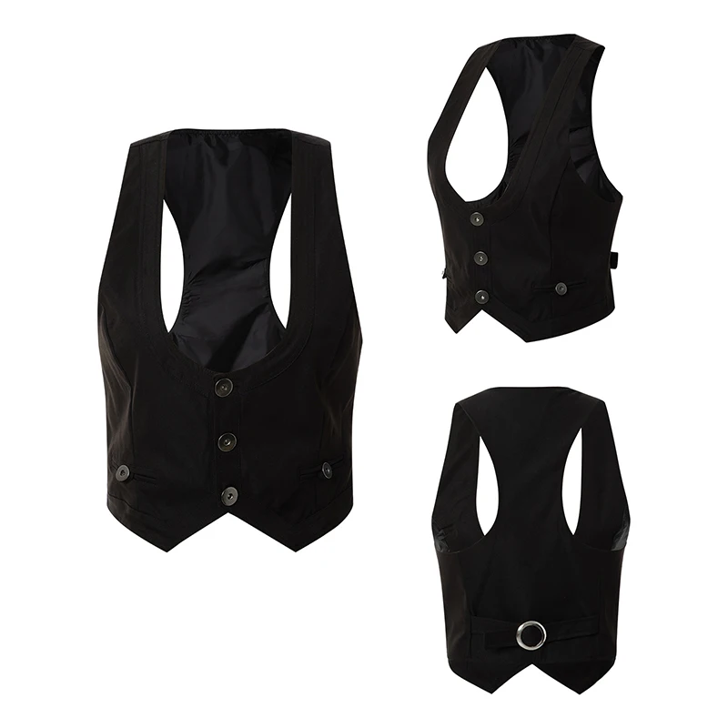 90s 00s Vintage Women\'s Racerback Vest Punk Style Corsetier Dressy Waistcoat Tuxedo Suit Waistcoat  Steampunk Jacquard Jacket