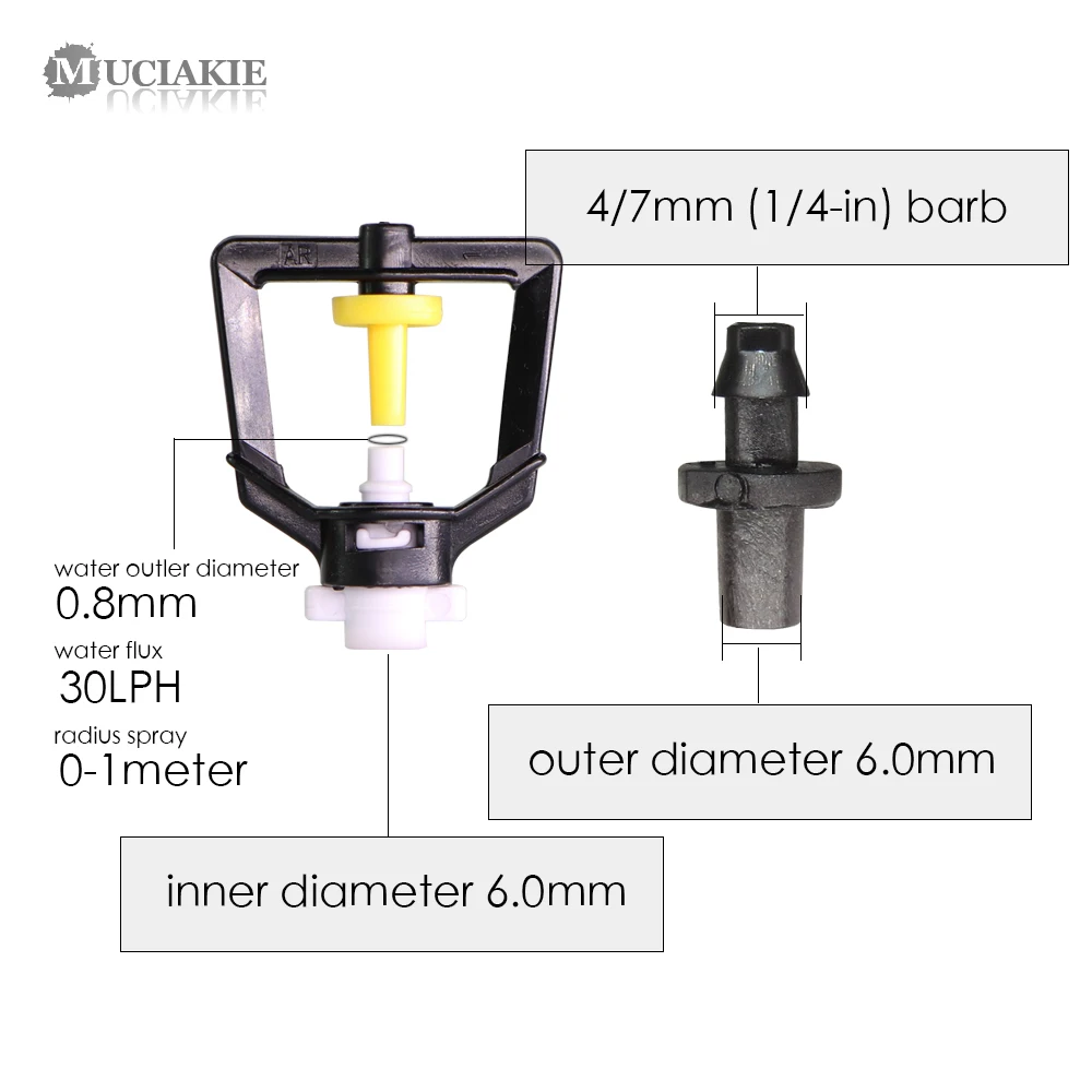 MUCIAKIE 20 sztuk 30LPH załamania dysza mgły 4/7mm kolczasty ogród chłodzenie nawadniania atomizacji zraszacze rozpylonej mgły atomizer