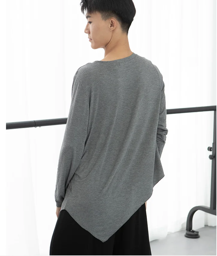 Camiseta de baile latino para hombre, camisa de baile de cuello redondo, ropa de baile latino de salón, ropa de baile de competición profesional