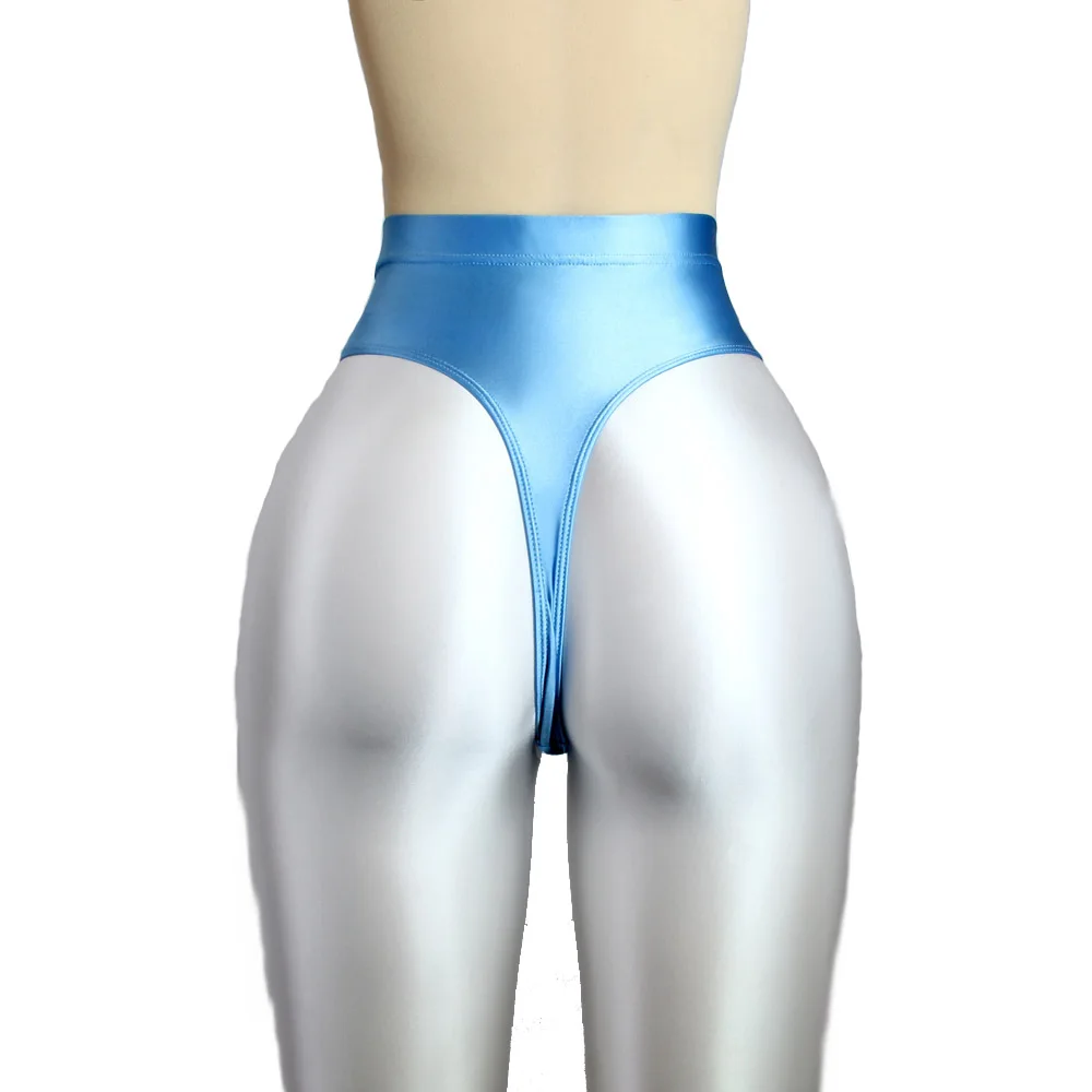 High Waisted T-Shaped Short Pants for Women, Sexy Shiny Bikini Tights, Glossy Underpants, High-Fork Briefs, New Color