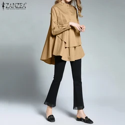 Stylish Spring Shirts Women's Asymmetrical Blouses ZANZEA 2023 Casual Long Sleeve Blusas Female Button Blusas  Tops