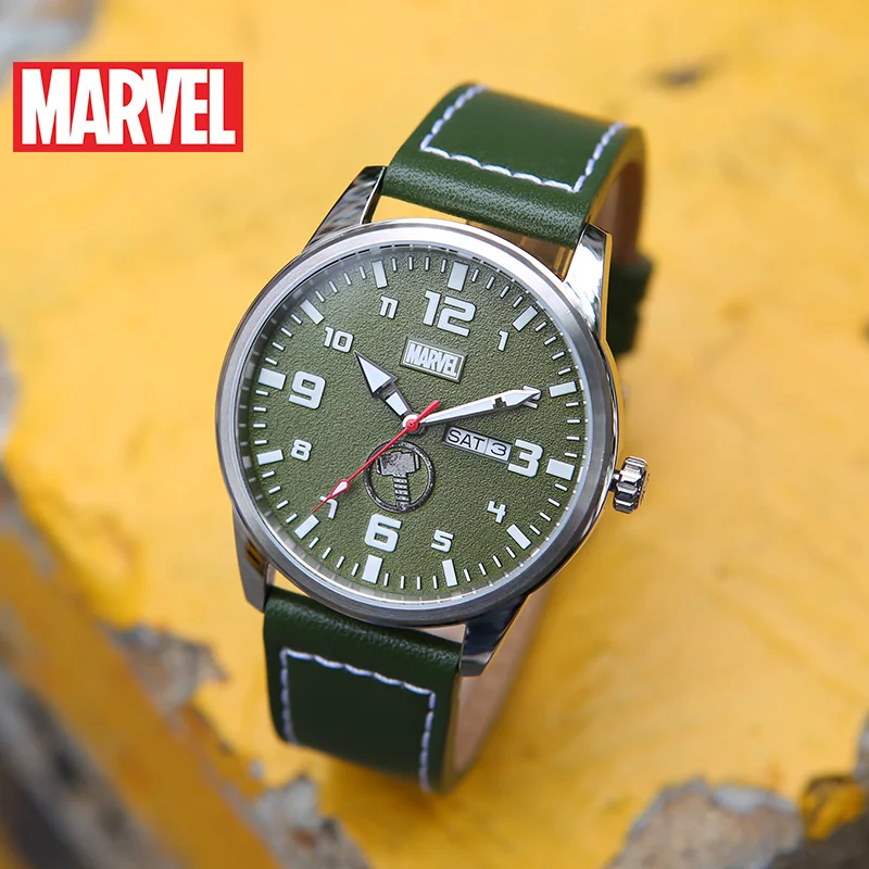 Disney-reloj de cuarzo para hombre, cronógrafo Original de Marvel, los vengadores, Thor, Odinson, Iron, Japón, luminoso, de cuero, resistente al agua hasta 50M, 9039, 9005