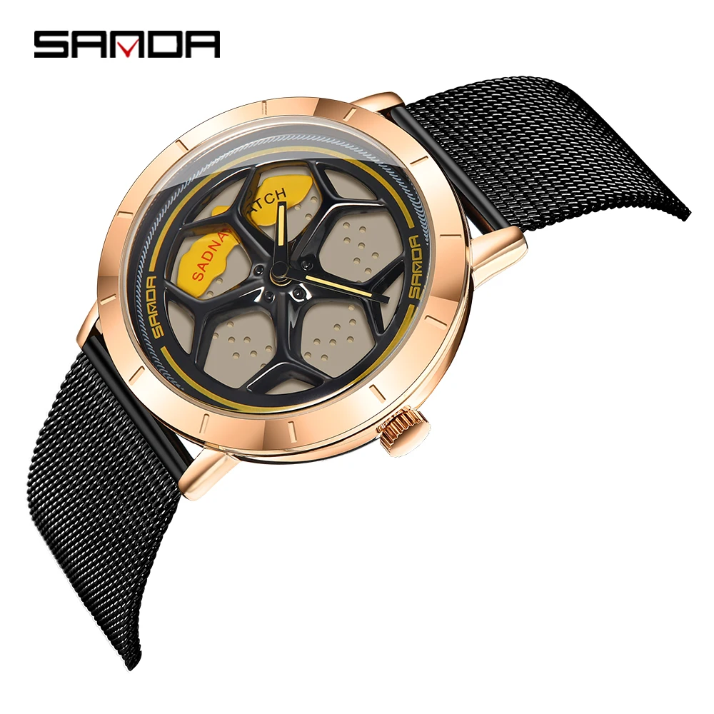 

Sanda Fashion Men Mesh Steel Watch Luxury Calendar Quartz Wrist Watches Business Casual For Man Clock Relogio Masculino