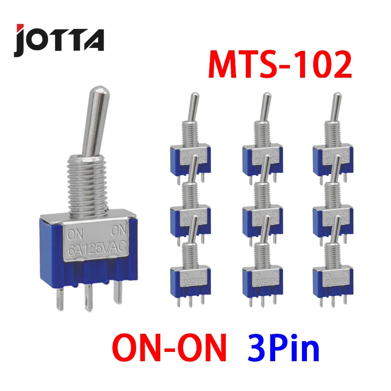 Miniature Toggle Switch Single Pole Double Throw ON-OFF-ON /ON-ON 120VAC 6A 1/4 Inch Mounting MTS-102 103 202 203