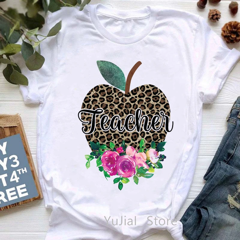 Leopard Rabbit Apple Tshirt Women Pink Flowers Love Print T-Shirt Femme Summer Fashion Lgbt T Shirt Female Harajuku Shirt Tops