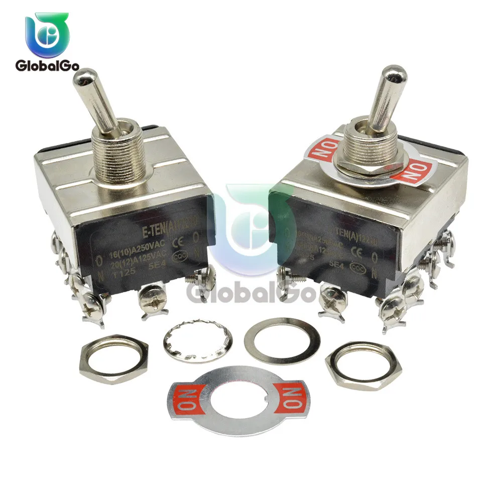 12pin Mini Toggle Switch Single Pole Double Throw SPDT ON-ON ON-OFF-ON Shaking Head Rocker Switches E-TEN(A)12310 12210 36.8*33M