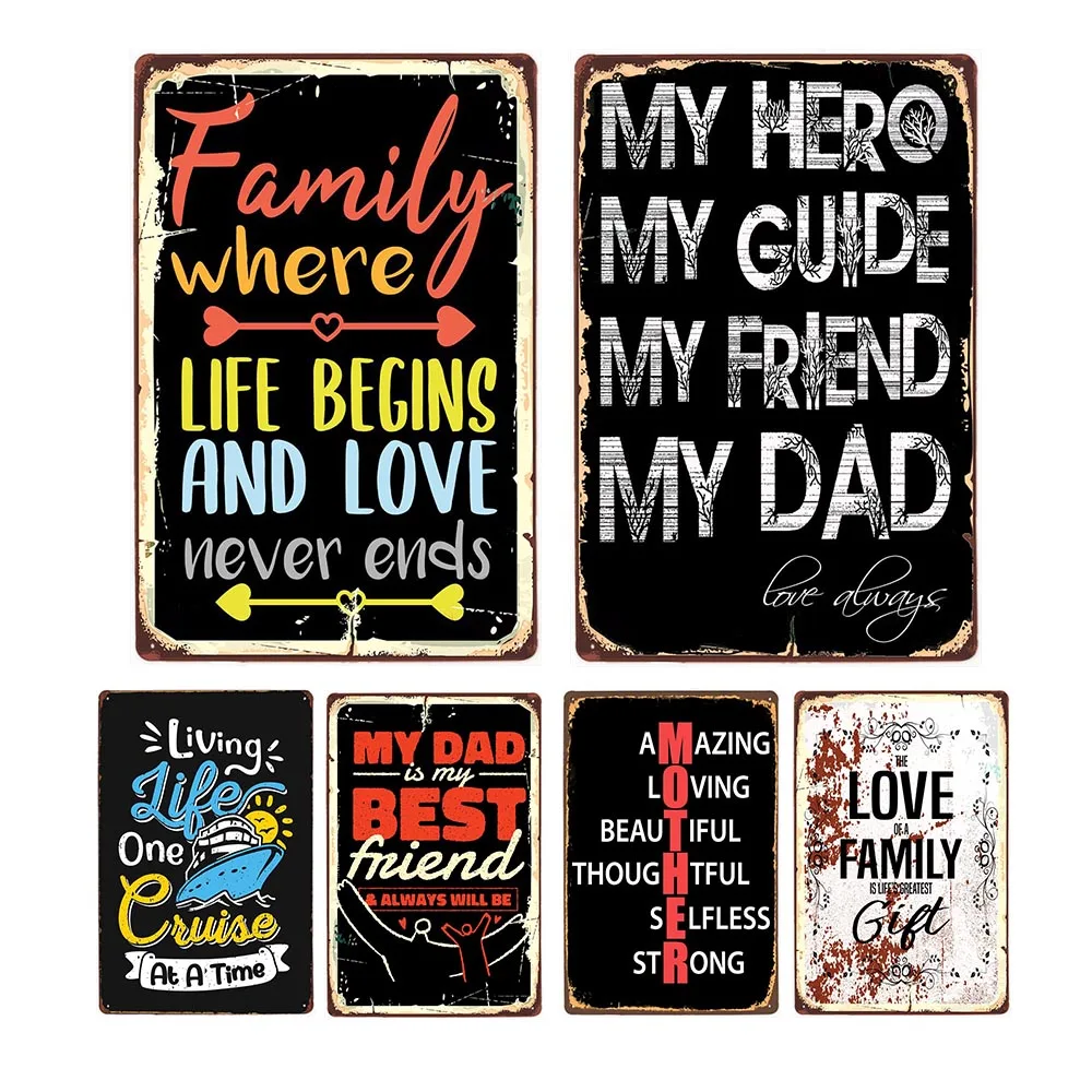 

Family Metal Tin Signs Retro Plates For Bar Pub Club Man Cave Wall Vintage Decoration Poster Painting Plaque Home Decor 20x0cmm