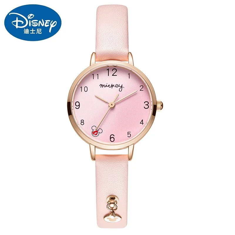 Disney Official Micky Mouse Girls Fashion Casual Bling Cute Quartz Wristwatches Pendant Lady Women Lover Student New Gift Clock