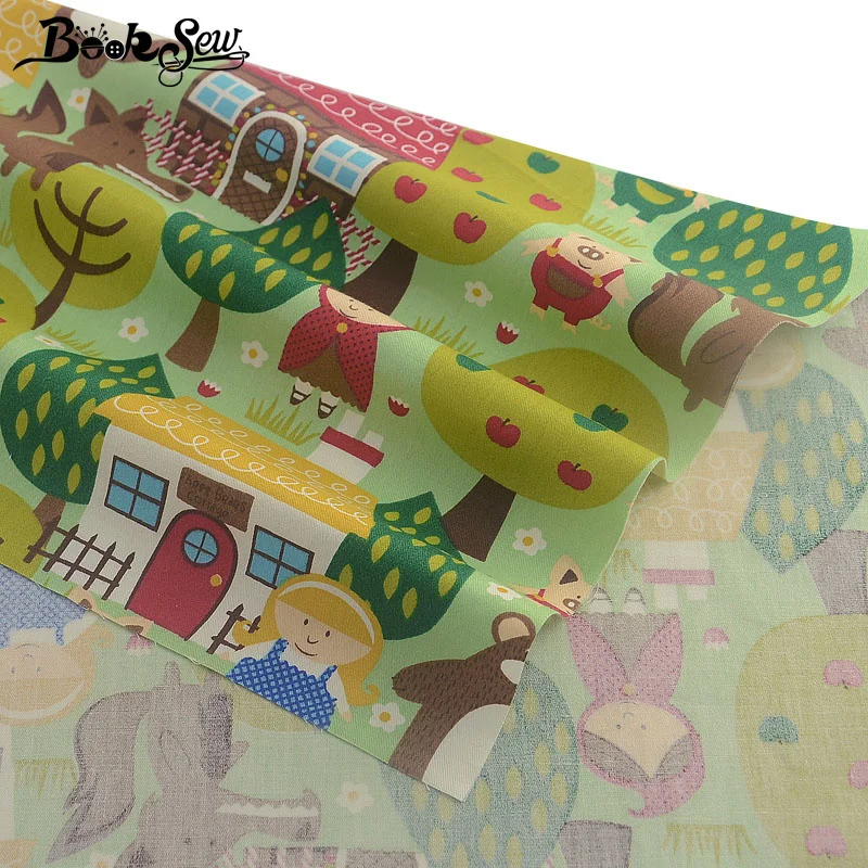 Booksew 100% Cotton Quilting Fabric 160 Twill Printed Cartoon Green Tree Patchwork Sewing Scrapbooking Material Tela Algodon