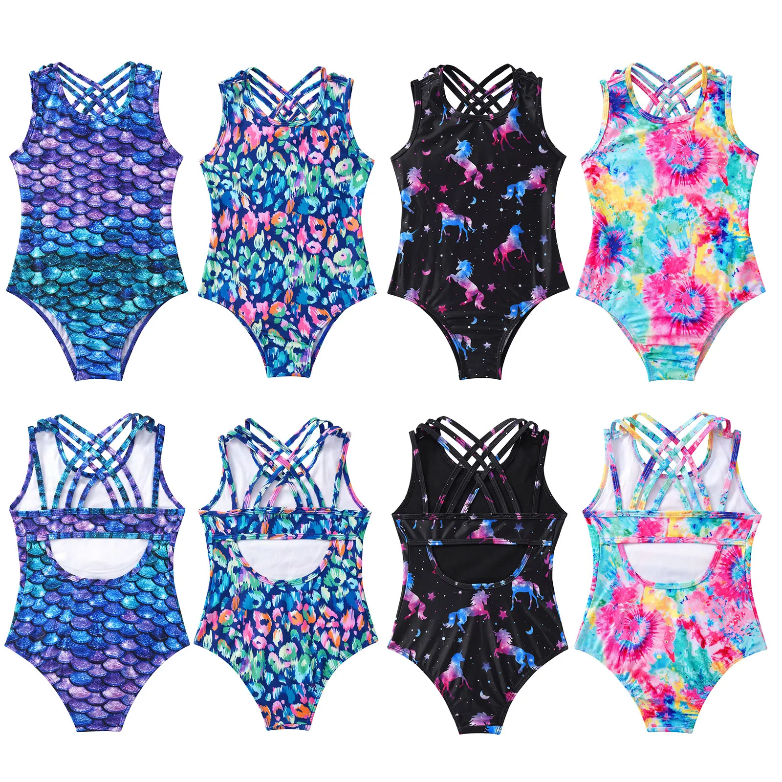 4-16Y Kids Girls Swimsuit New Children Swimwear One piece Swimming Outfit Summer Bathing Bikini Pool Beachwear Jumpsuit