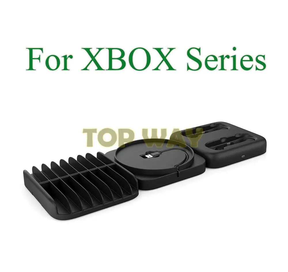 1PC Vertical Stand For Xbox Series X Console Charger Disc Storage Rack Bracket HUB Splitter With Extended Cable Cradle Base