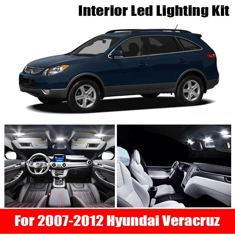 

10Pcs White Canbus LED Lamp Car Bulbs Interior Package Kit For 2007-2012 Hyundai Veracruz Map Dome Trunk Plate Light