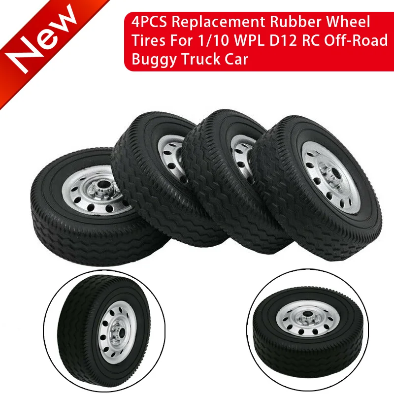 4PCS\\SET Replacement Rubber Wheel Tires For 1/10 WPL D12 RC Off-Road Buggy Truck Car DIY upgrade parts