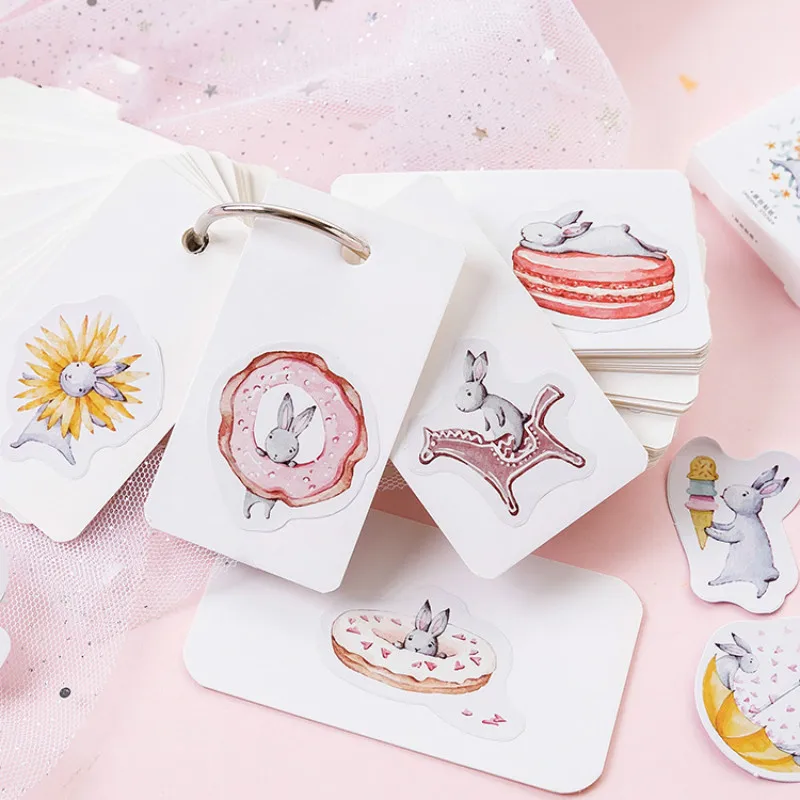 Mohamm miesiąc zając śliczny papier do pamiętnika Mini mały pocisk Kawaii Decor naklejki do planowania Scrapbooking płatki biurowe