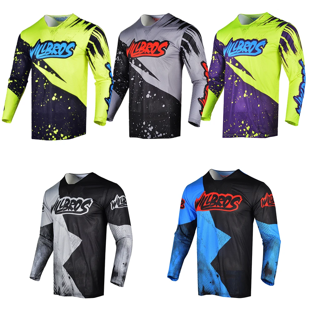 Willbros-Camisola Masculina de Motocross, Corrida BMX, Manga Comprida, Enduro, T-Shirt Off-Road, Bicicleta de Montanha, Roupas Moto