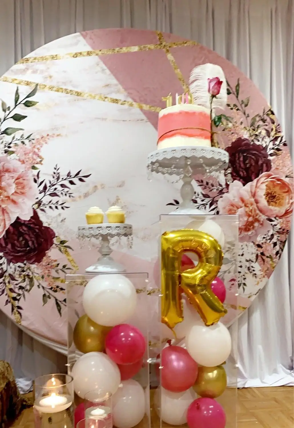 Allenjoy Wedding Flowers clothes round backdrop cover for photography happy birthday party photo studio circle background