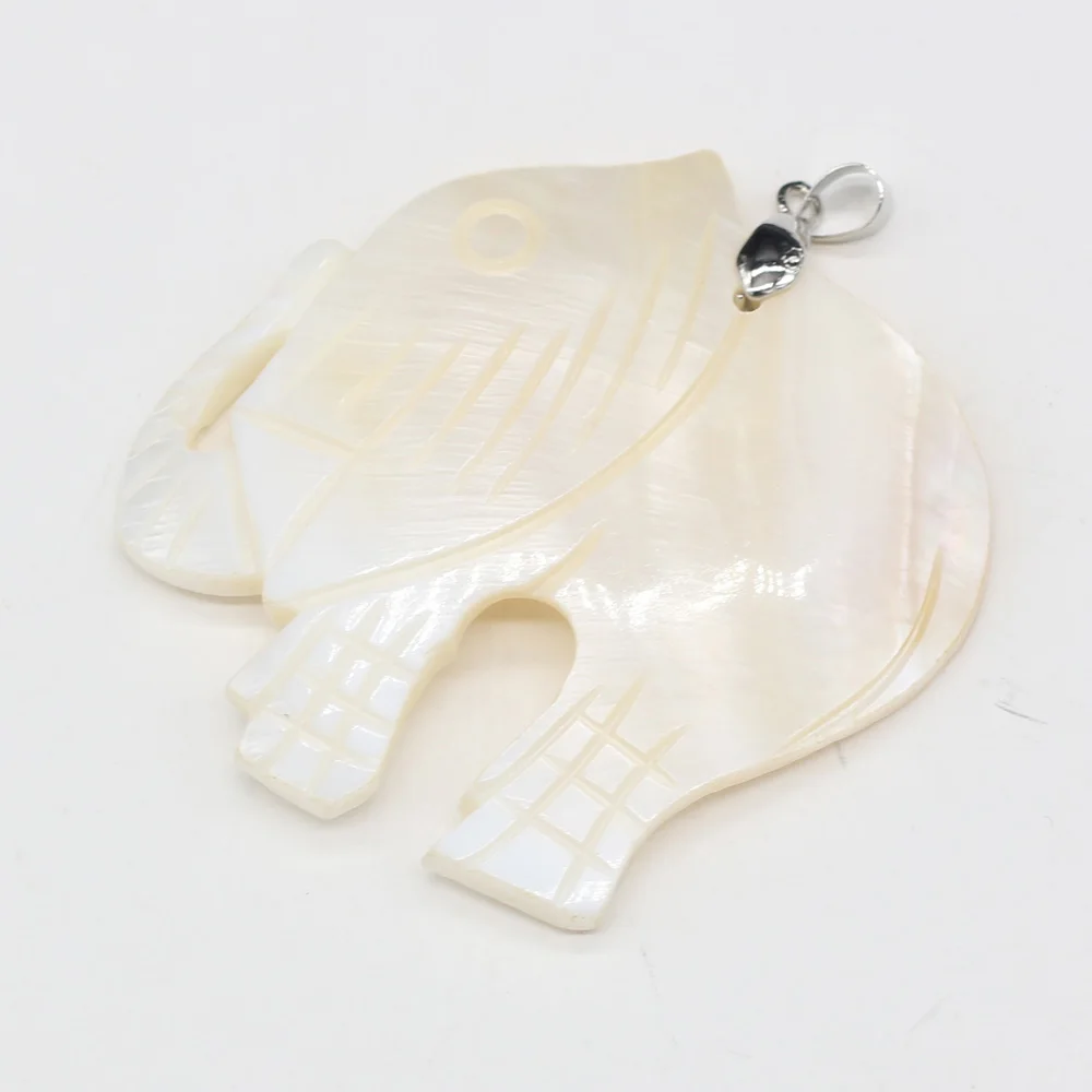 Natural Elephant Shape Shell Mother of Pearl Shell Pendant for DIY Earring Necklace  Jewelry Making Women Gift Size 50x50mm