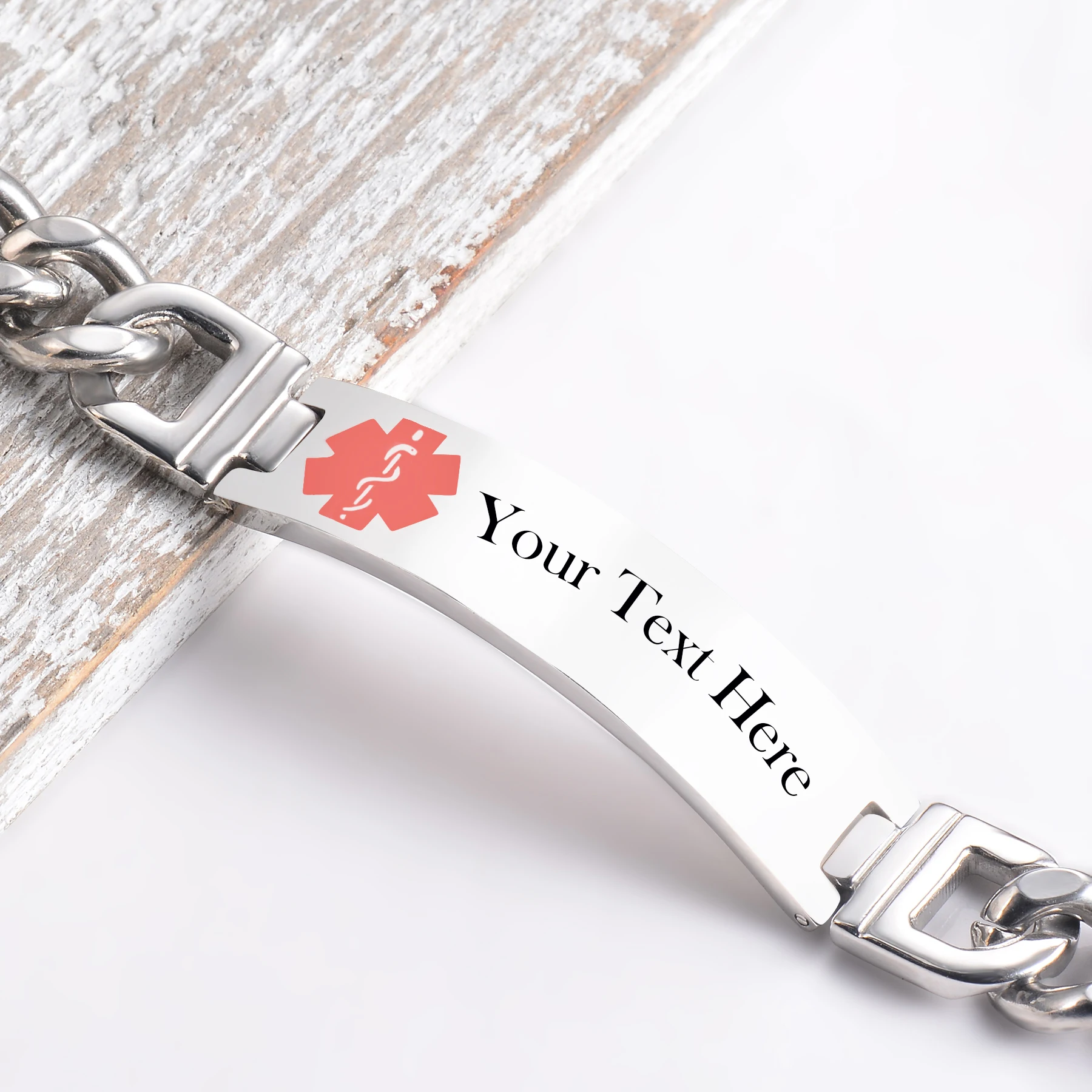 Medical Alert ID Stainless Steel Bracelet DIABETES EPILEPSY ALZHEIMER\'S ALLERGY SOS  Jewelry Free Engraving
