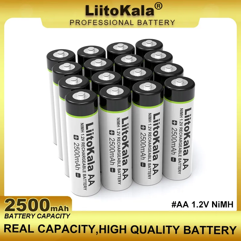 Liitokala 1.2V AA 2500mAh Ni-MH akumulator do pistolet termiczny zdalnie sterowana mysz baterie do zabawek