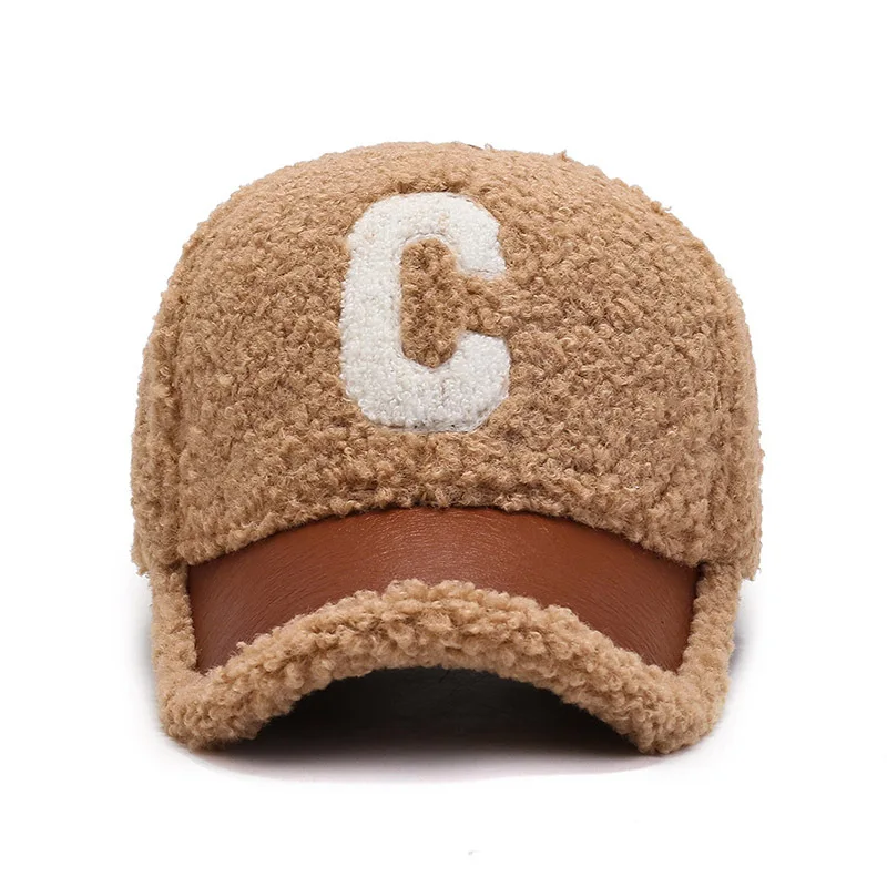 USPOP New Winter Caps Letter Embroidery Lamb Wool Baseball Cap Teddy Cashmere Warm Capss