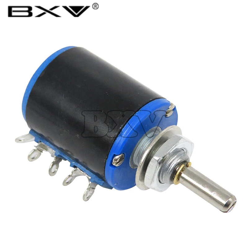 1SET = 1PCS WXD3-12 1W 10K 4.7K 3.3K 2.2K 1K Resistance Ring Multi Circle Precision Wire Wound Potentiometer + 1PCS Black Knob