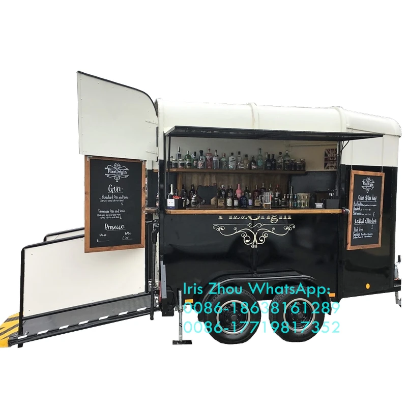 Horse box food trailer bar, mobile food trailer for wine bar customized