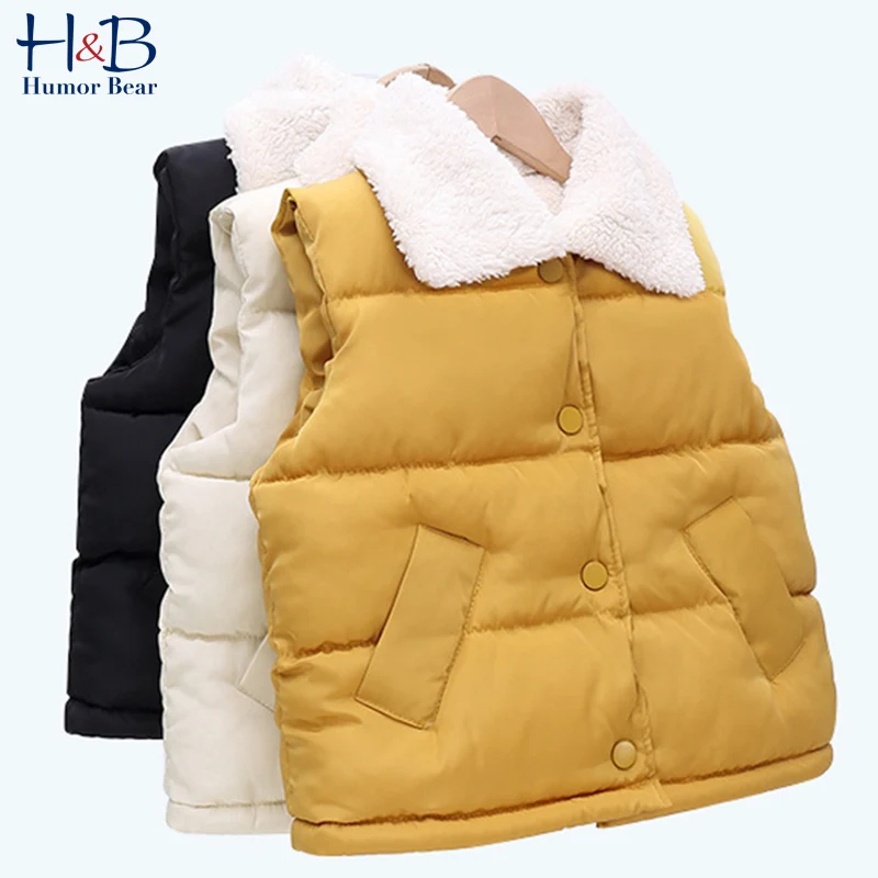 

Humor Bear Children Vest New Autumn Winter Sleeveless V-Neck Solid Casual Vest Baby Velvet Warm Kids Coat