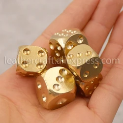 1pcs Solid Brass Bar Games Dice Manual Polishing Six Sided Home Bar Party Supplies 2 Sizes 13mm/ 15mm