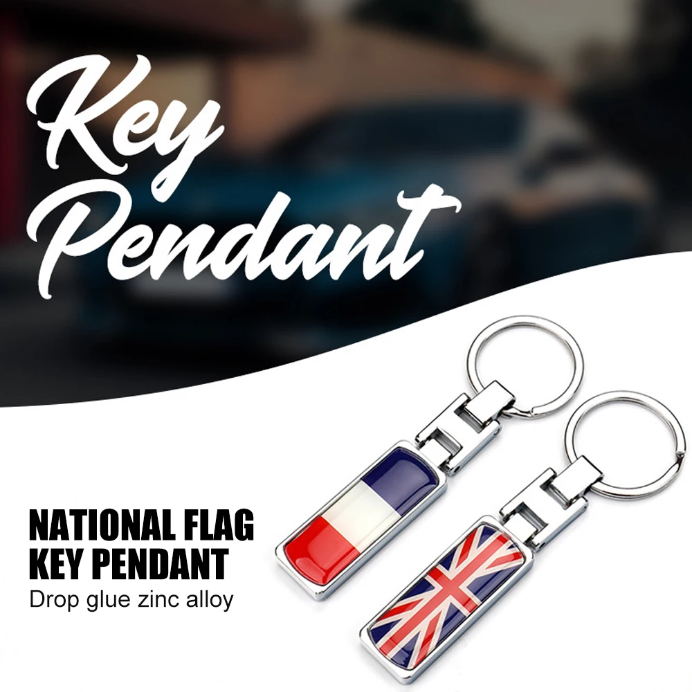 DSYCAR 1Pcs National Flag Key Chain with Detachable Key Rings Set, Sturdy Metal Car Key fob Keychain Holder for Men and Women