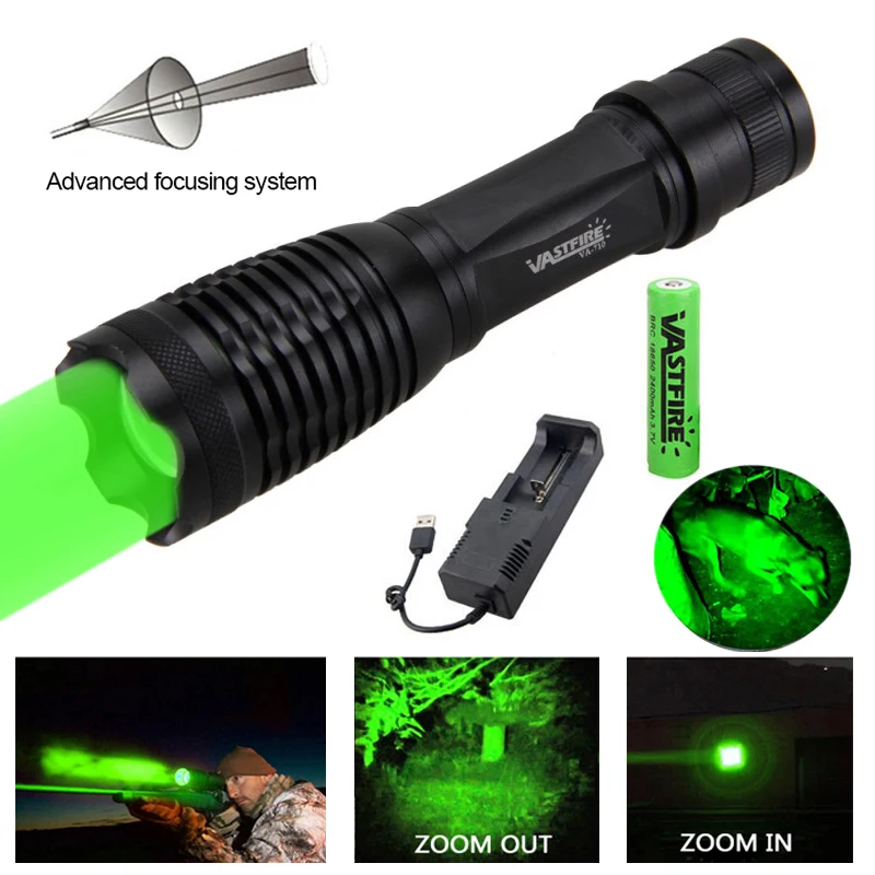 

Airsoft Element Tactical Flashlight Zoomable 5000LM 350 Yard Pistol Lantern Oudoor Hunting Weapon Gun Light+18650+USB Charger