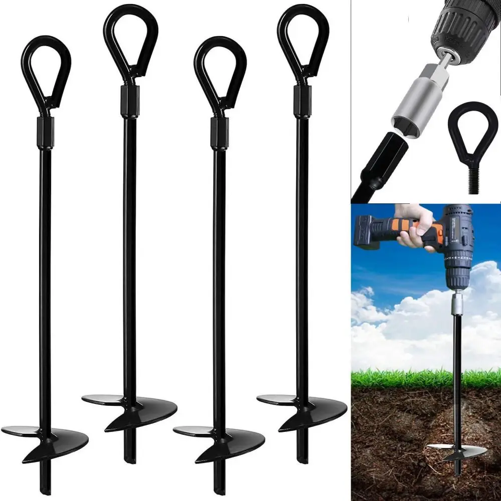 

4Pcs 15 Inch Ground Anchor Outdoor Camping Tent Trampolines Trip Earth Anchor Protection Frame Stake Steel Fixed Ground Anchor