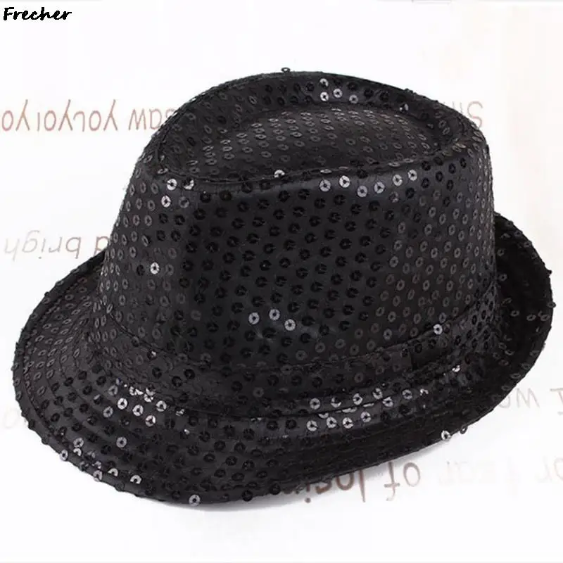 Chapeau à paillettes scintillantes unisexes pour adultes, casquette Fedoras, accessoires de scène, spectacle de danse, fête de jazz, nouvelle mode, 2022