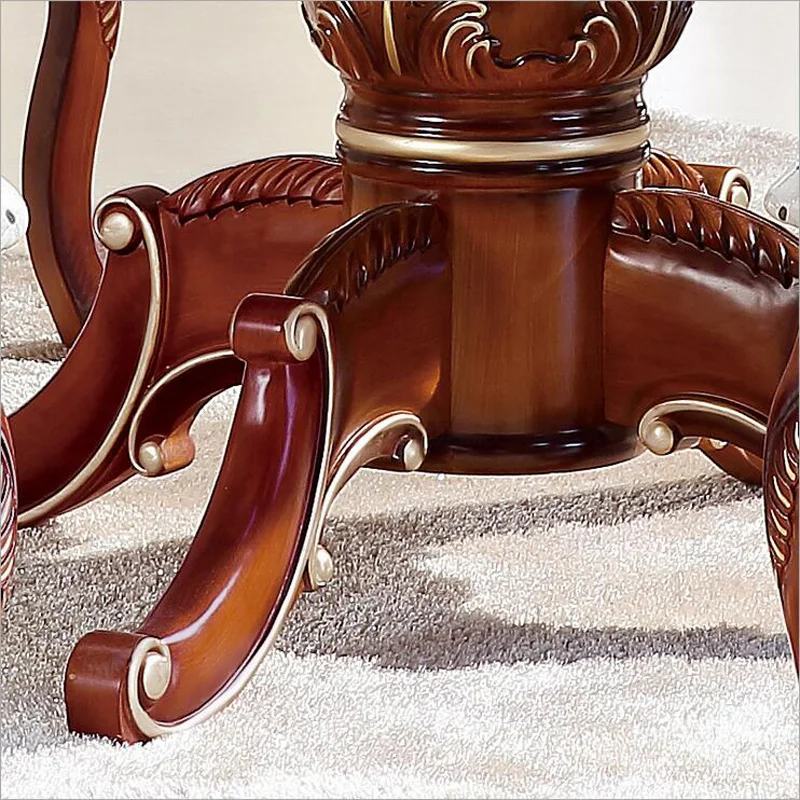 Style Italian Dining Table round Solid Wood Italy Style Luxury Dining Table set with6 chairs p10243