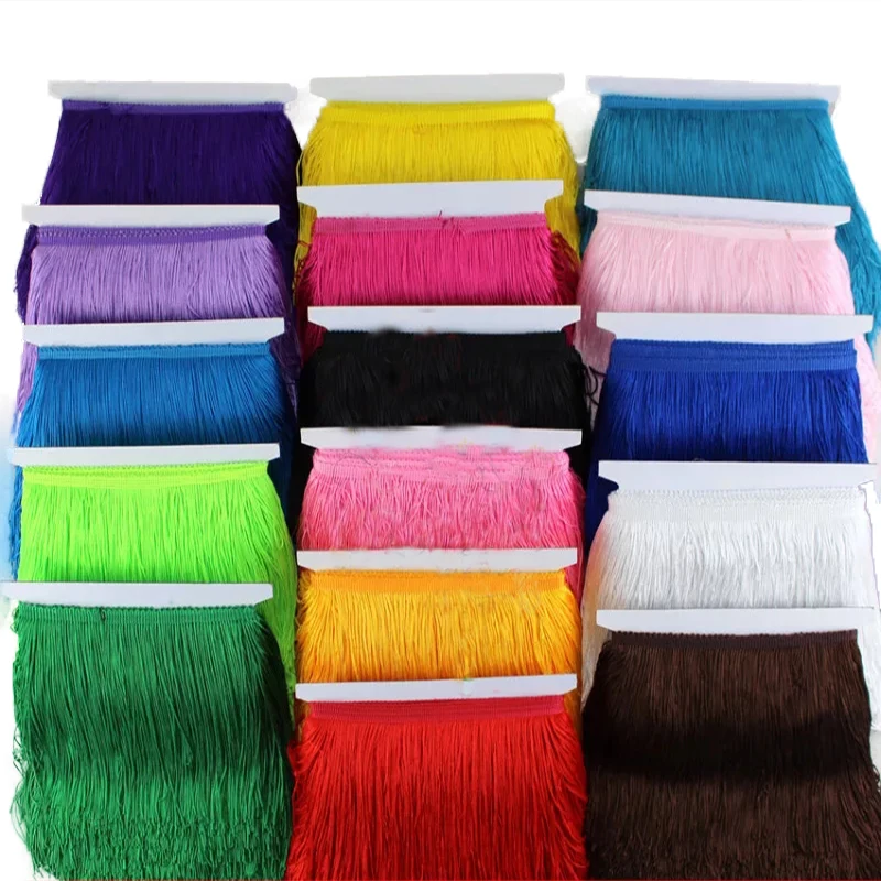 1 yards 20cm Long Fringe Lace Tassel Polyester Lace Trim Ribbon Latin dance skirt curtain  fringes for sewing DIY Accessories