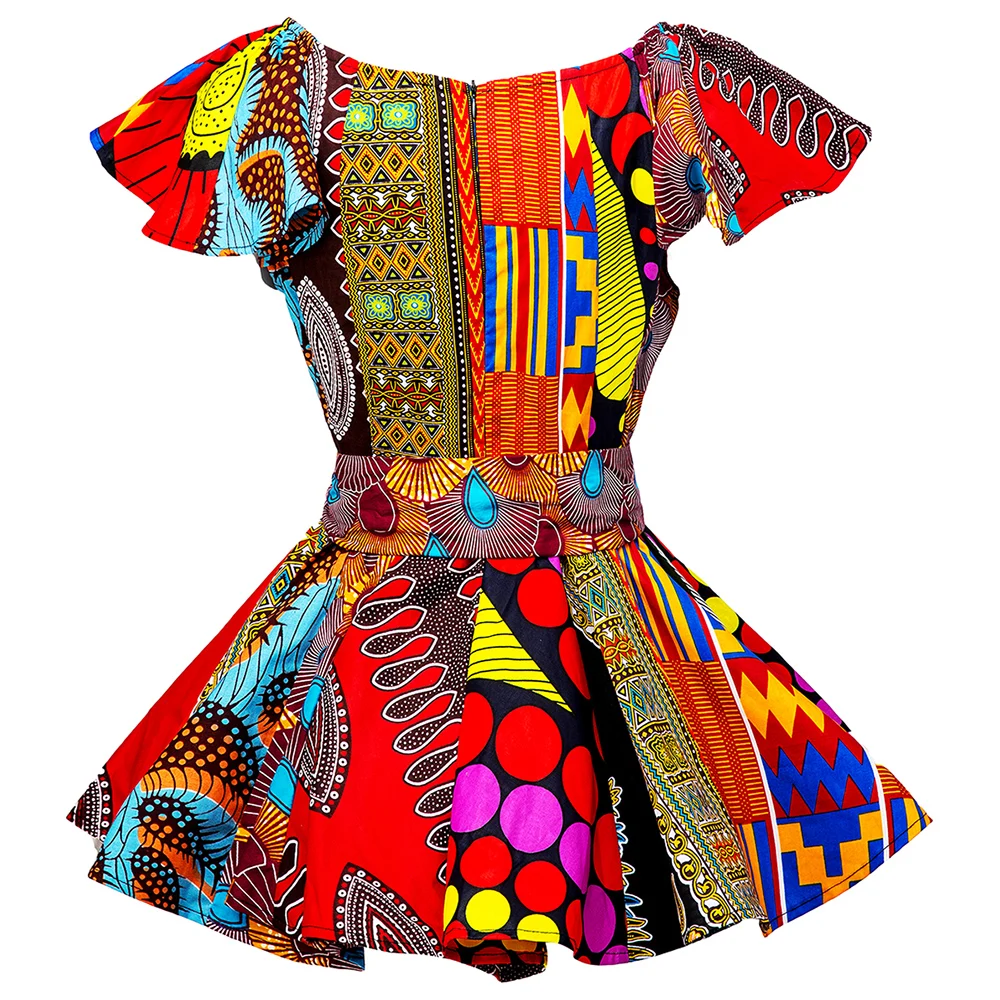 Summer African Clothes Ruffle Sleeveless Sexy Short Women's Tops Dashiki Print Bazin Africaine Ladies Clothing