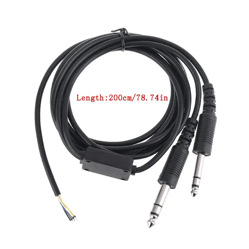 Mono Audio Cable Line Cord Repairing 200cm DIY Aviation Headset Dual-plug Aircraft Durable Headphones Replacement  Dropship