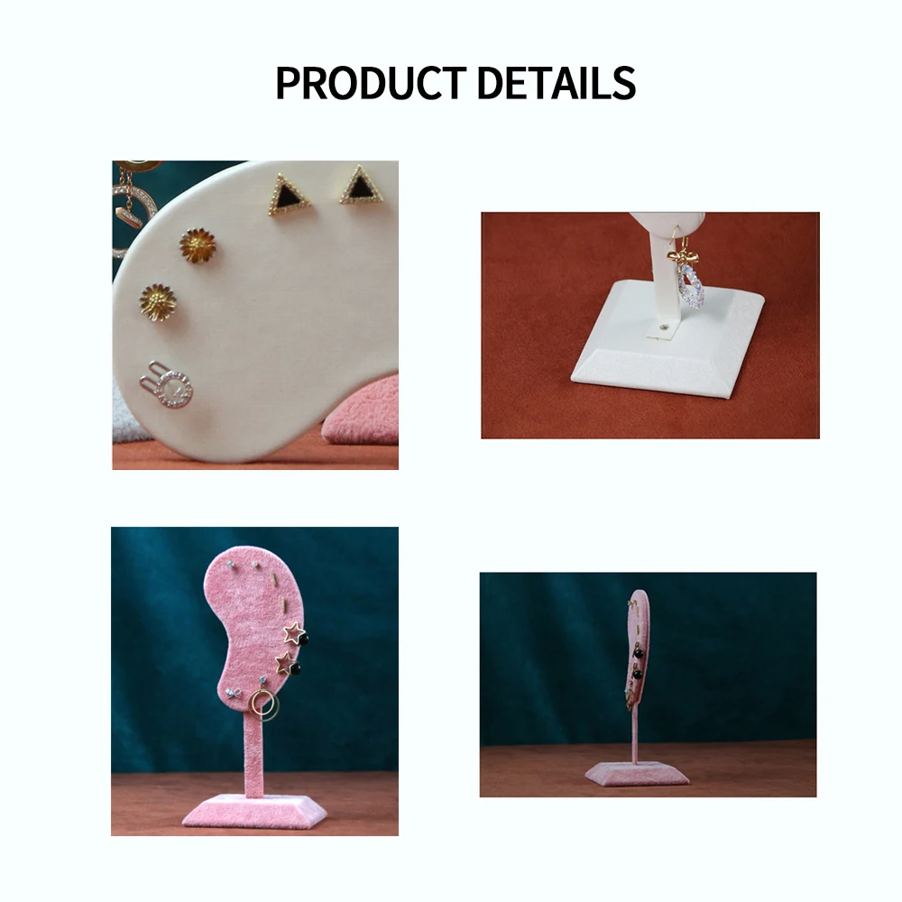 Fashion Ear Shape Earring Display Stand Jewelry Hanging Storage Tassel Stud Rack Necklace Bracelet Organizer Microfiber Holder
