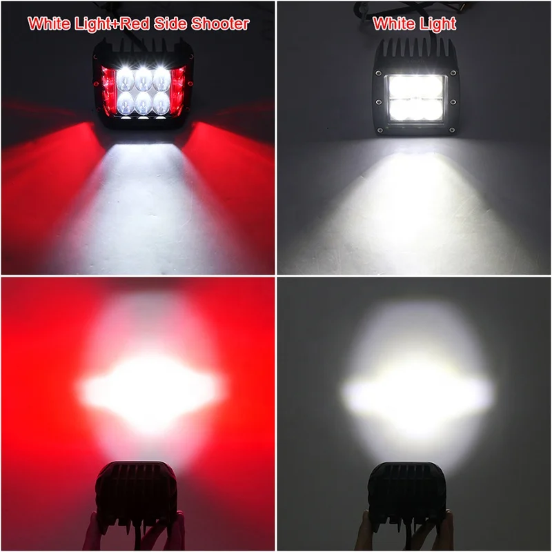 Luz Led de trabajo de Tirador Lateral de 4 pulgadas, luz roja/azul/Verde/amarilla DRL de 4 pulgadas, para camión, ATV, SUV, UTV, 4x4, todoterreno, 2 piezas