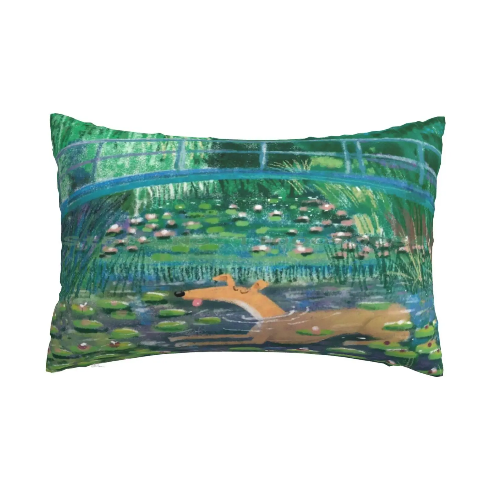 Greympressionism Pillow Case 20x30 50*75 Sofa Bedroom Greyhound Whippet Lurcher Dogs Cartoon Water Lillies Richskipworth Rich