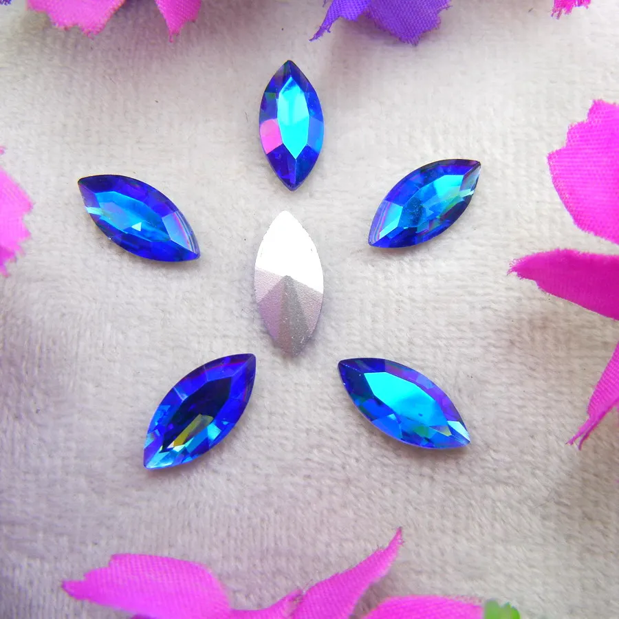 AB Farben 8 Größen Navette Pferdeaugen-Markise Form Glas-Klebekristalle Strass-Ornamente Zubehör DIY-Verzierung – Detail 8