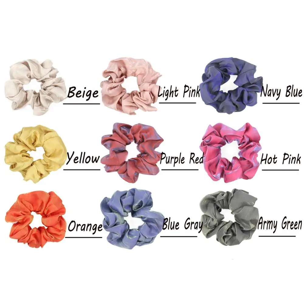 Furling Girl 1 PC Satin Brightly Hair Scrunchies Ponytail Holders Spring Elastic Wrinkle Hair Bands Women Hair Accessories