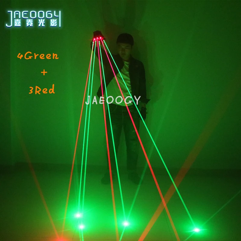 RGB Laser Gloves for Stage Performance, 7PCs Laser, 4PCs Green + 3PCs Red, DJ Club Party, New