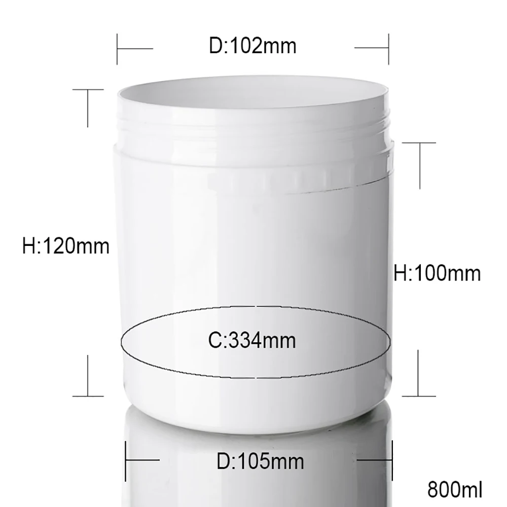 10pcs Empty 800ml White Hair Cream Jar with Silver Line and White Cap