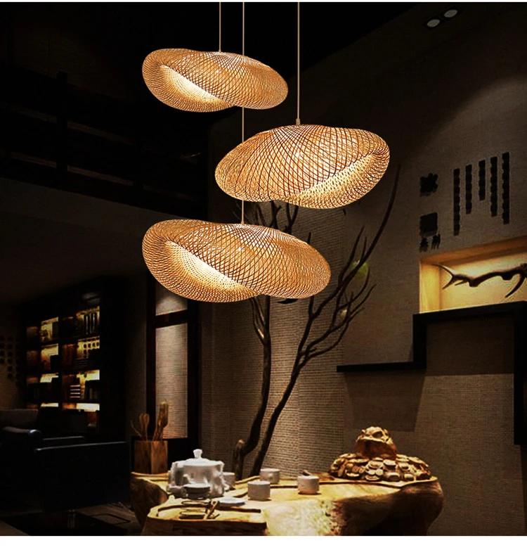 Handmade Woodedn Bamboo Popular Modern Japan Pendant Lights Bamboo Lamp Restaurant Hotel Asia Pendant Lamp E27