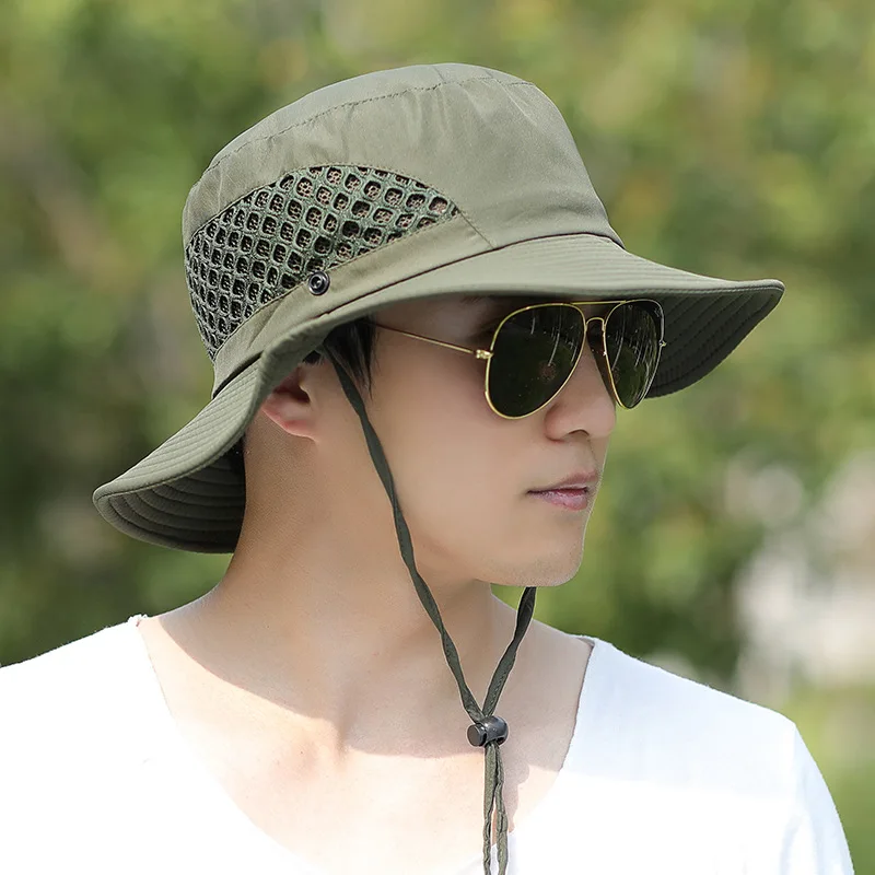 Unisex Summer Foldable Sun Fisherman Hat Men Women Wide Brim Casual Travel Beach Sunscreen UV Outdoor Sport Fishing Cap R22