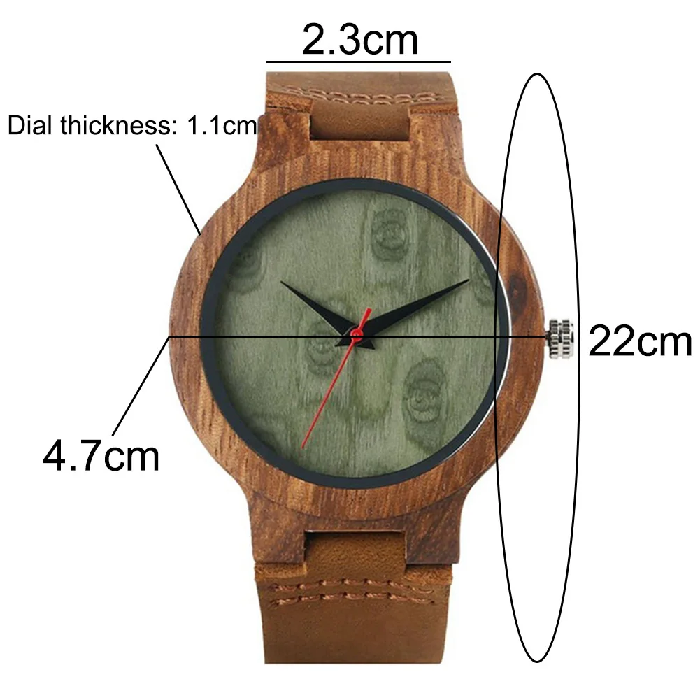 Montre en bois de bambou naturel, cadran noir/café/vert, cuir véritable, horloge masculine, Top cadeau 2019