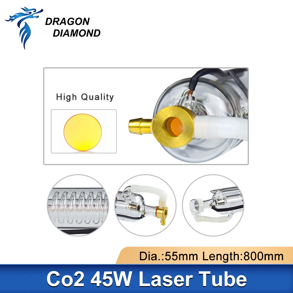 Imagem -04 - Tubo do Laser Tubo da Lâmpada para 40w 50w Laser Power Supply Dia.50 mm Comprimento 800 mm para 40 50wco2 Máquina de Corte de Gravação a Laser 45w Co2