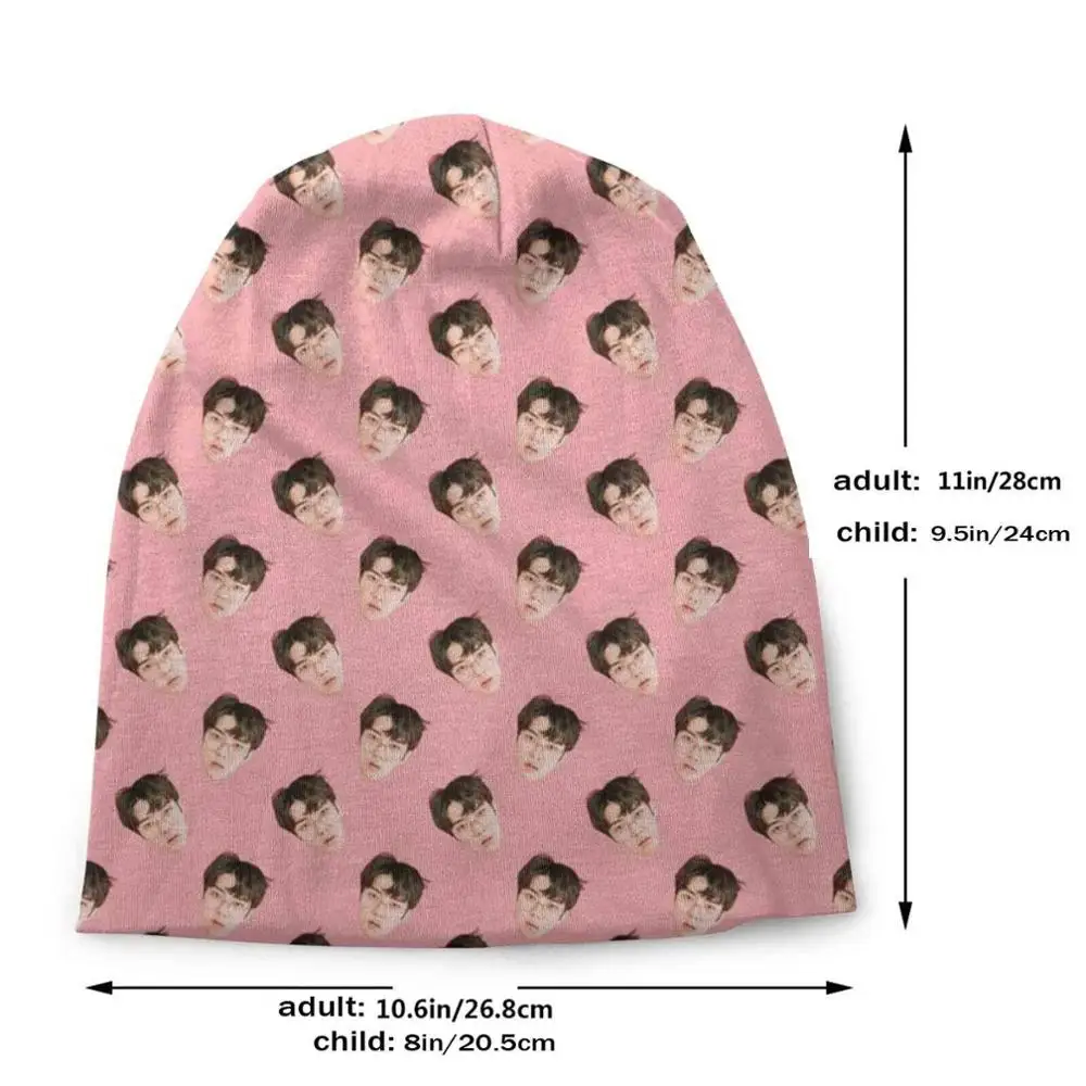 Sehun Pink Pattern Stretch Knit Beanies Autumn Winter Hats For Man Woman Child Teens Kpop Oh Sehun Baekhyun Kai Suho Luhan