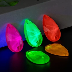 New Type Shiny Tear Drop Neon Fluorescent Glass Crystal Flat Back Glass Rhinestones Fancy Button For Sew On Clothing Decoration