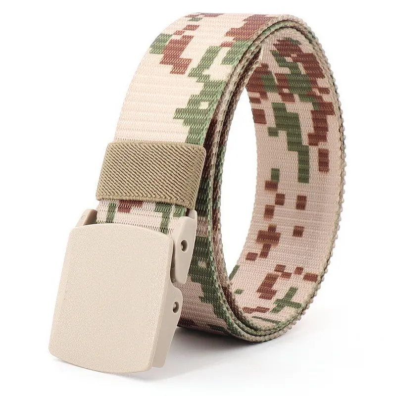 Mens POM Buckle Quick Drying Belts Fashion Camouflage Strap Nylon Army Military Outdoor Tactical Waist Cinto Sport Leisure 3.8cm